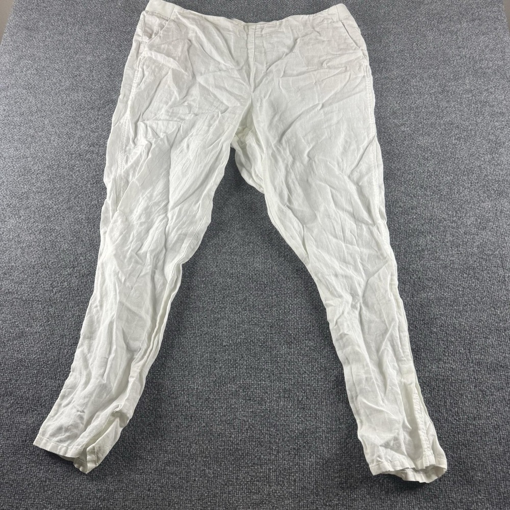 J. Jill‎ Pants Womens XL White Linen Jogger Elastic Waist Cuffed Coastal Beachy